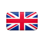 Lesklá obdélníková ikona vlajky Spojeného království (Union Jack) se zaoblenými rohy, v červené, bílé a modré barvě na světle šedém pozadí – ideální pro znázornění chovu kachen v Cherry Valley nebo zdrojů násadových vajec.